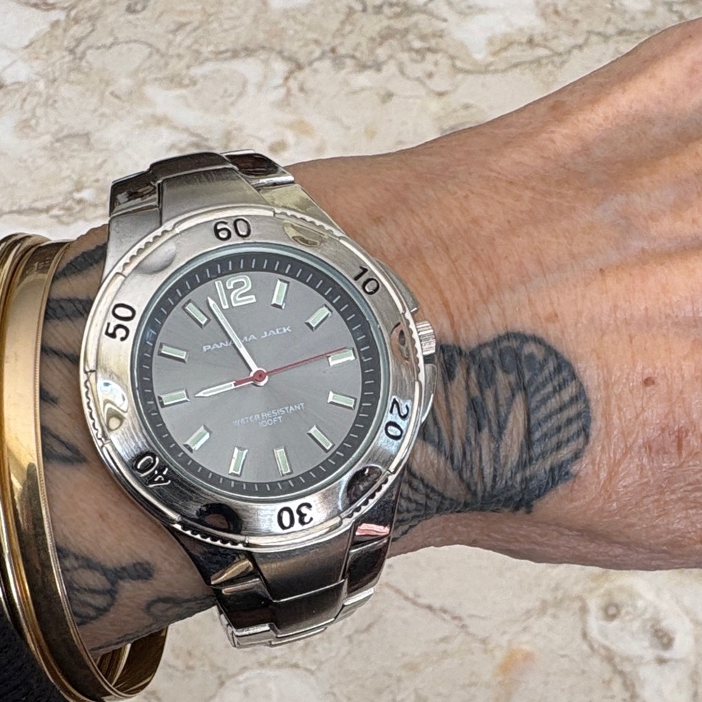 Panama Jack Stainless Steel Wristwatch | Silver Tone Sport Watch